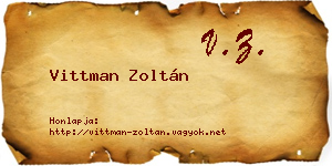 Vittman Zoltán névjegykártya